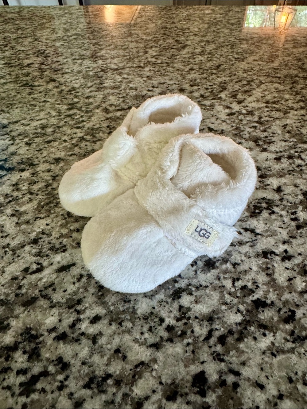 UGG Cream Plush Baby Walker Booties with Hook Strap